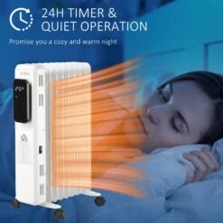 HOMCOM 2180W Oil Filled Radiator, 9 Fin Portable Heater W/ Timer Remote Control White -Home Furnishing Serie Shop 03b5b666dae5bf09ba92096d7ebc4af2