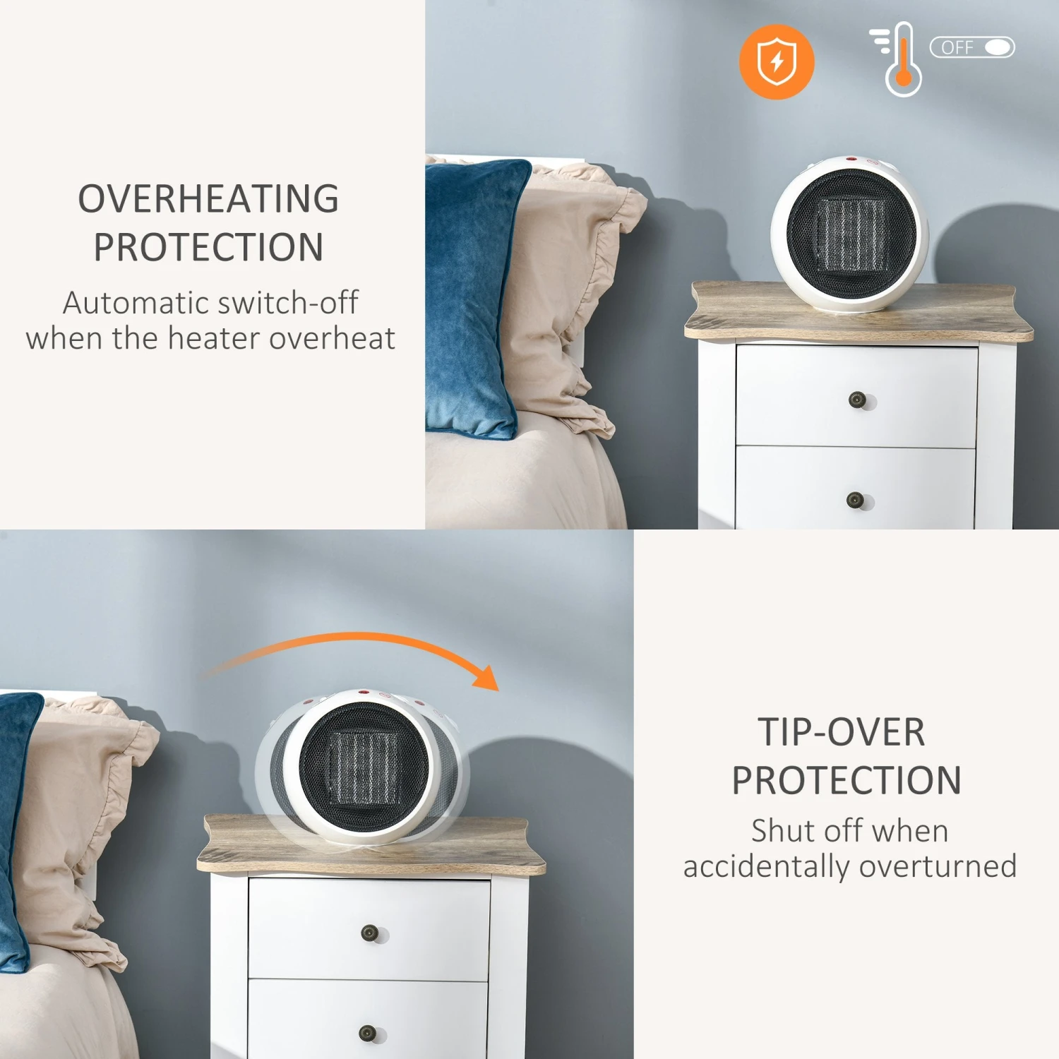 HOMCOM Small Space Heater, Ceramic Heater W/ 3 Heating Mode Adjustable Temperature 5 HOMCOM Small Space Heater, Ceramic Heater W/ 3 Heating Mode Adjustable Temperature - Image 5