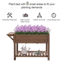 Outsunny Wooden Raised Garden Plant Stand Tall Flower Bed With Shelf 123 X 54 X 74cm -Home Furnishing Serie Shop 0Ik56917dc5b043d1 e8064692 2ca1 47c8 be81 7ca6bc3a9cfa