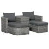 Outsunny Rattan Sofa Set To Daybed - Grey
