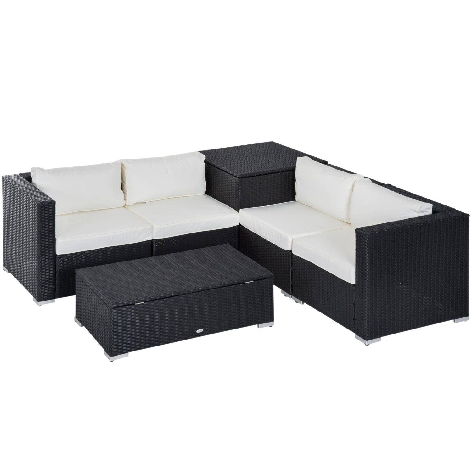 Outsunny Rattan Corner Sofa Set - Black 1 Outsunny Rattan Corner Sofa Set - Black