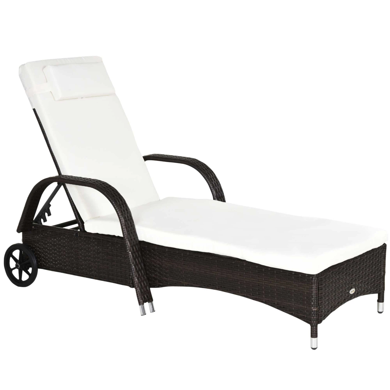 Outsunny Rattan Sun Lounger - Brown 2 Outsunny Rattan Sun Lounger - Brown - Image 2