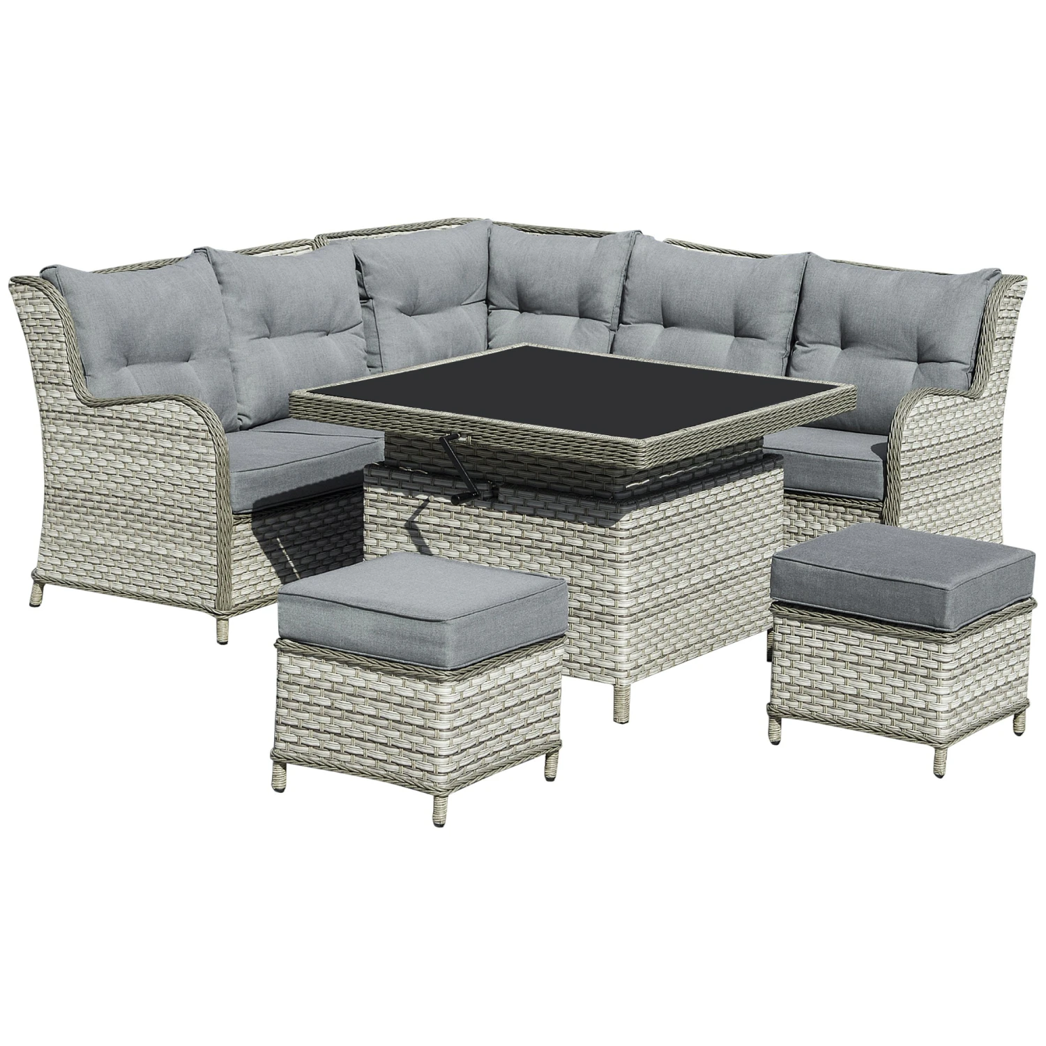 Outsunny Outdoor Wicker Sofa Furniture Set 1.2m 6 Piece - Grey 1 Outsunny Outdoor Wicker Sofa Furniture Set 1.2m 6 Piece - Grey