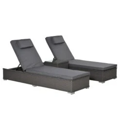 Outsunny Outdoor Rattan Lounger Set With Table - Grey -Home Furnishing Serie Shop 1 1 6c5f4828 2830 418b a2c3 18b7ff7761bb