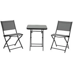 Outsunny 3 Piece Patio Dining Set - Black
