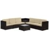 Outsunny Rattan Corner Sofa Set With Table - Brown