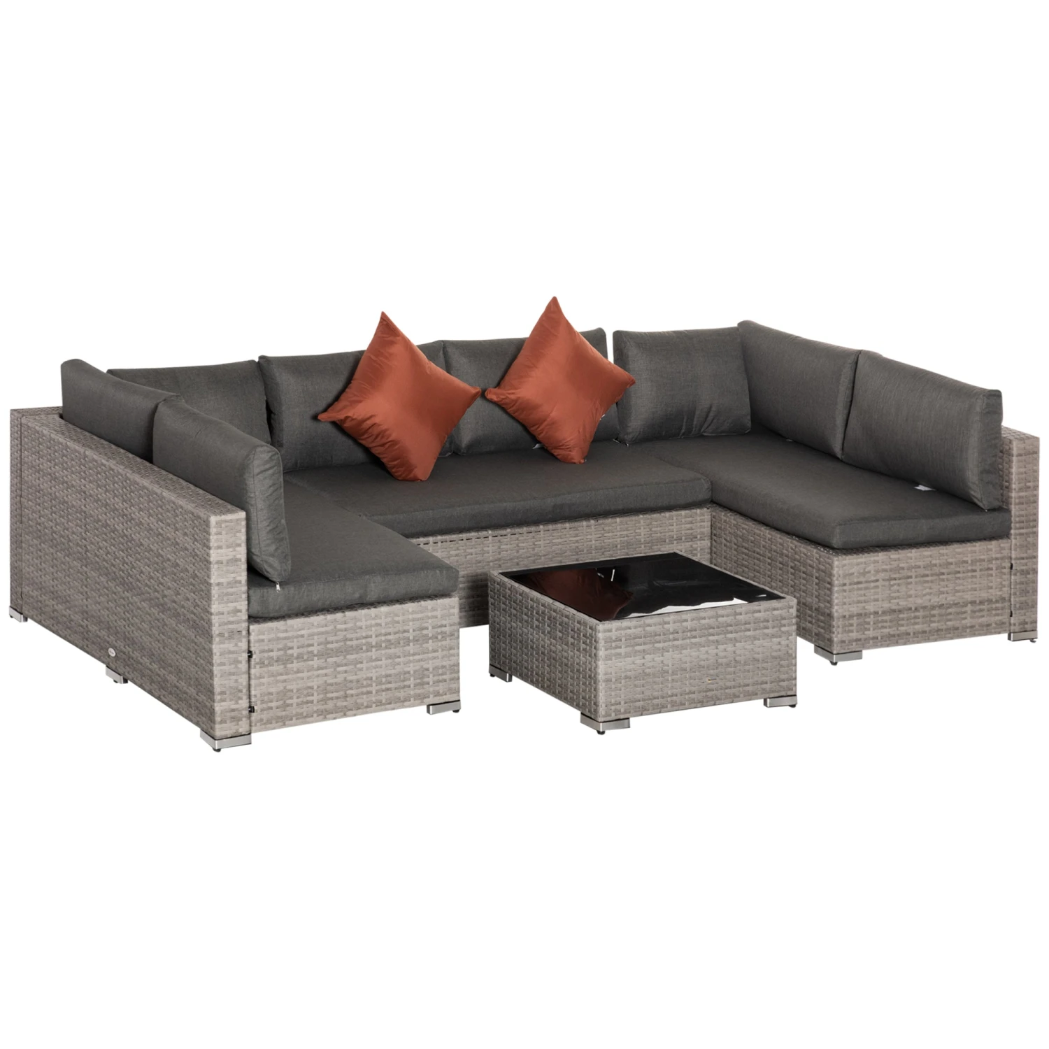 Outsunny Rattan Sofa Set 2.7m - Grey 1 Outsunny Rattan Sofa Set 2.7m - Grey