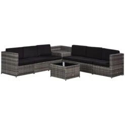 Outsunny Patio Rattan Sofa Set 6 Seater - Grey