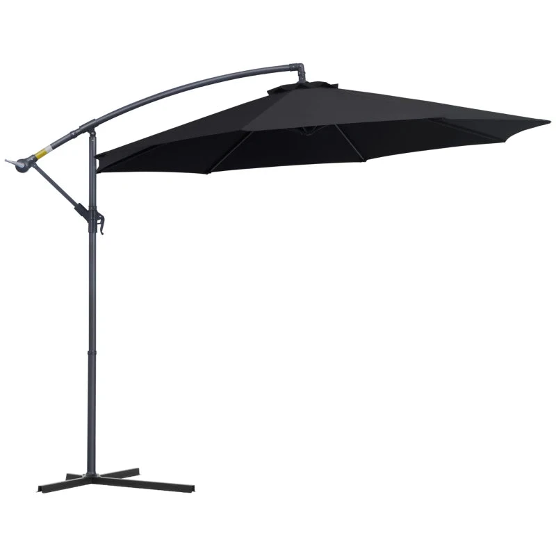 Outsunny Cantilever Banana Parasol 3m - Black 2 Outsunny Cantilever Banana Parasol 3m - Black - Image 2