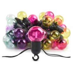 Silver & Stone Solar Powered Party String Lights With 50 Multi Coloured LEDs