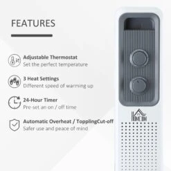 HOMCOM 2180W Oil Filled Radiator, 9 Fins, Portable Heater W/ Timer, Thermostat Control -Home Furnishing Serie Shop 123f39ed8902ccbe5a31d360853c3946