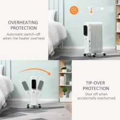 HOMCOM 2180W Oil Filled Radiator, 9 Fin Portable Heater W/ Timer Remote Control White -Home Furnishing Serie Shop 134a34ade5016caba17625e3c8af2c3b