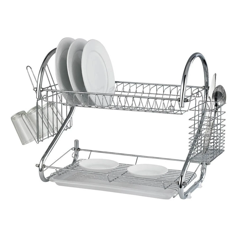 Lewis's 2 Tier Dish Drainer For Kitchen Sink - Chrome 1 Lewis's 2 Tier Dish Drainer For Kitchen Sink - Chrome