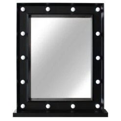 Lewis's Cosmetic Hollywood Mirror With Lights 40x50cm - Black