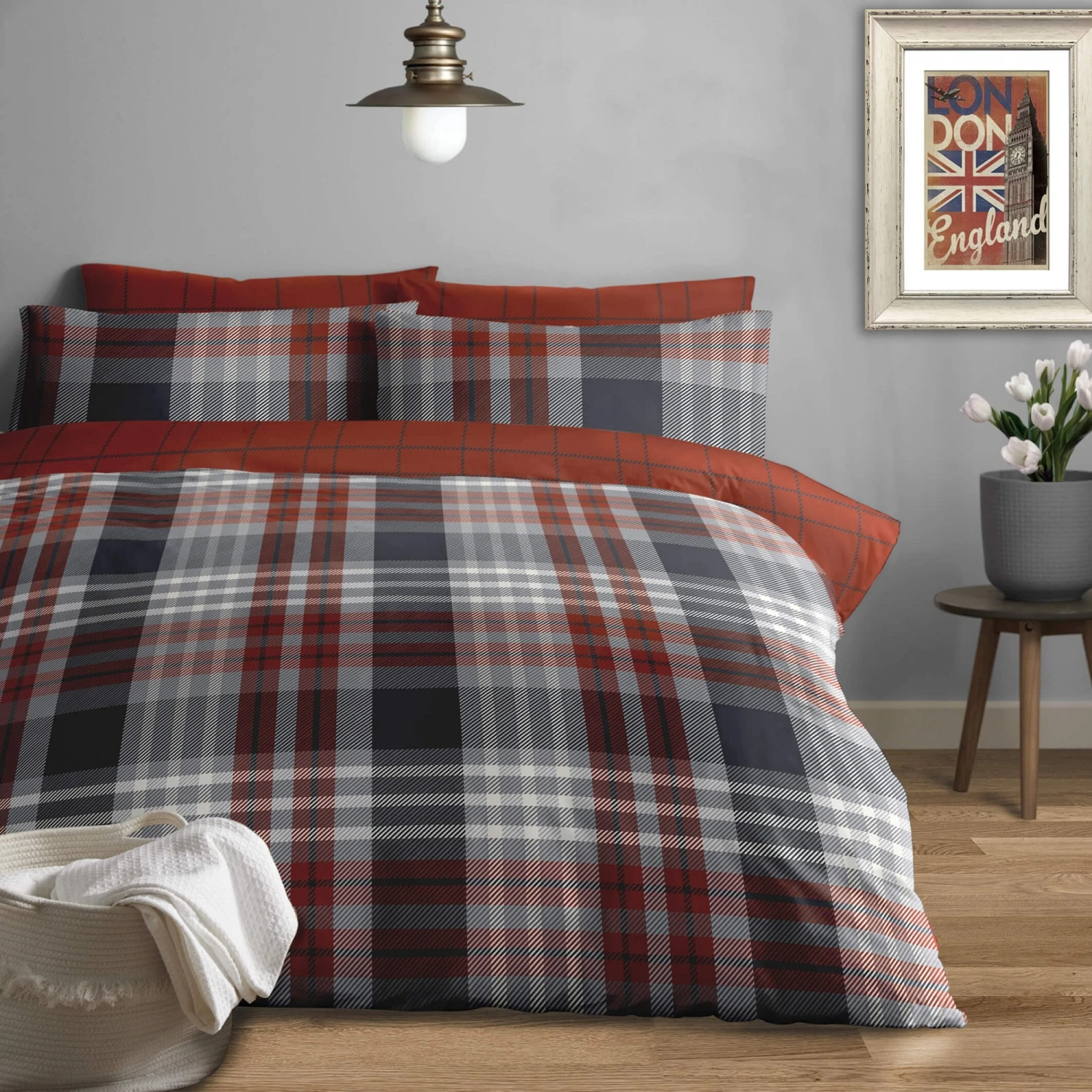 Stocksbridge Brushed Cotton Duvet Cover Set- Red 1 Stocksbridge Brushed Cotton Duvet Cover Set- Red