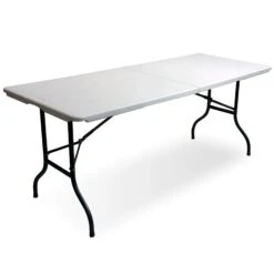 Silver & Stone Folding Camping Trestle Table 6ft 180 X 75 X 73cm - White