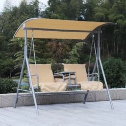 Outsunny Steel Garden Love Seat Swing Chair - Beige -Home Furnishing Serie Shop 1623857011 55202800