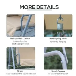 Outsunny Steel Garden Love Seat Swing Chair - Beige -Home Furnishing Serie Shop 1623857021 48702200