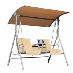 Outsunny Steel Garden Love Seat Swing Chair - Beige -Home Furnishing Serie Shop 1623857026 72010200