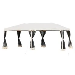 Outsunny 3 X 6 M Pop Up Gazebo With Mesh Sidewalls And Storage Bag, Party Tent Canopy Marquee For Garden, Patio - Beige