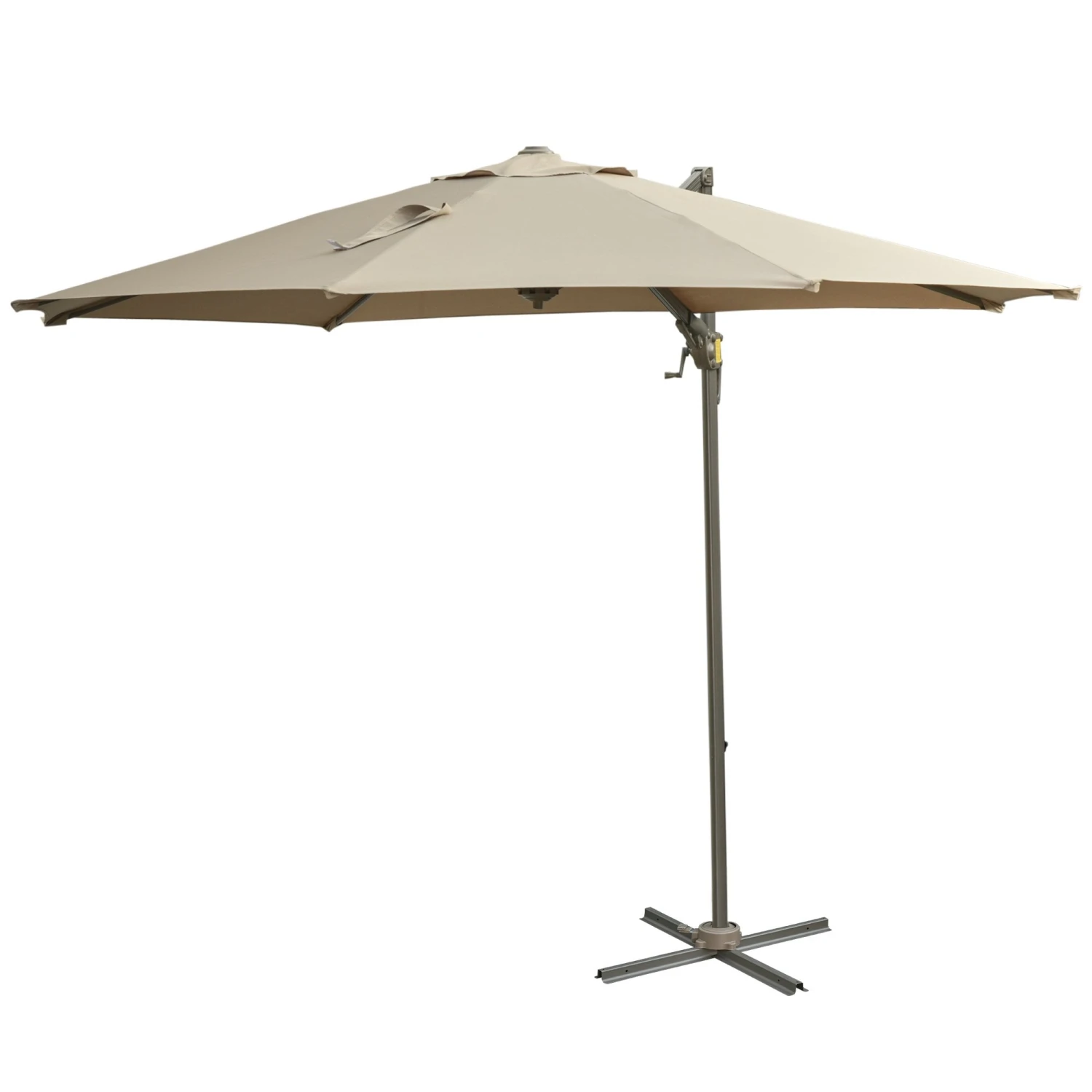 Outsunny Adjustable Angle Hanging Parasol 3 M - Khaki 1 Outsunny Adjustable Angle Hanging Parasol 3 M - Khaki