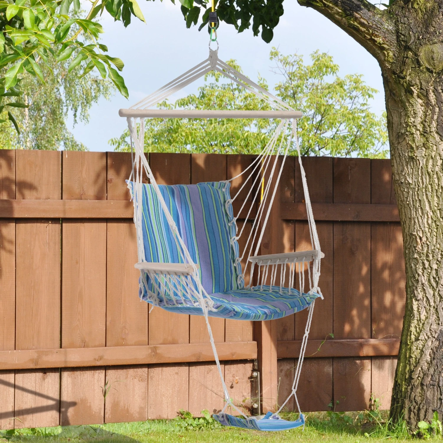 Outsunny Hanging Hammock Swing Chair - Multi Colour 2 Outsunny Hanging Hammock Swing Chair - Multi Colour - Image 2
