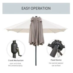 Outsunny 4.4 M Double-Sided Parasol Umbrella With LED Solar Lights - Khaki -Home Furnishing Serie Shop 1624009697 91290100 eaf965fa 8368 4620 970f e1b9d6d97bba