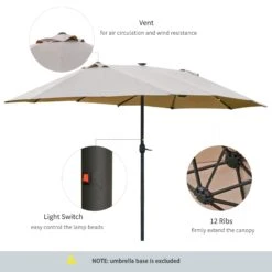 Outsunny 4.4 M Double-Sided Parasol Umbrella With LED Solar Lights - Khaki -Home Furnishing Serie Shop 1624009702 74565500 c16c9791 5a3b 40b2 8f5c 1c6e74c50d1b