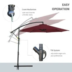 Outsunny Steel Hanging Banana Umbrella Parasol - Red 12 Outsunny Steel Hanging Banana Umbrella Parasol - Red -Home Furnishing Serie Shop 1624014843 91374100