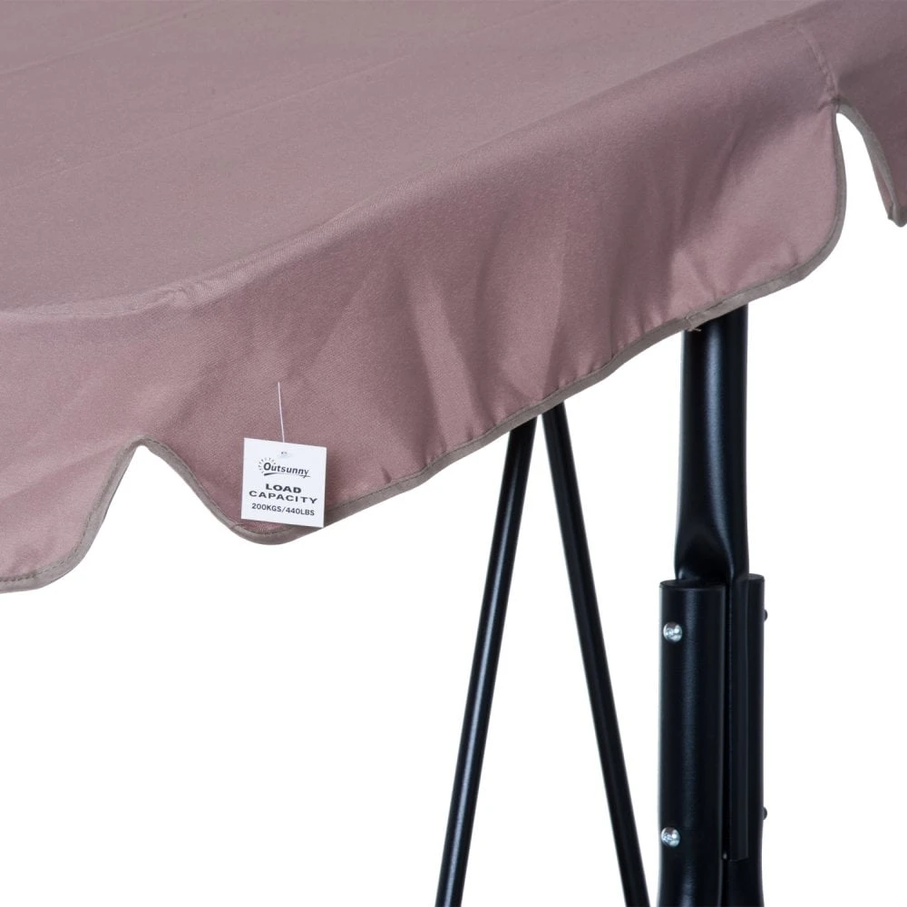 Outsunny 3 Seater Canopy Swing Chair Garden Rocking Bench Heavy Duty Patio Metal Seat W/ Top Roof - Brown 5 Outsunny 3 Seater Canopy Swing Chair Garden Rocking Bench Heavy Duty Patio Metal Seat W/ Top Roof - Brown - Image 5