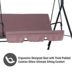 Outsunny 3 Seater Canopy Swing Chair Garden Rocking Bench Heavy Duty Patio Metal Seat W/ Top Roof - Brown 18 Outsunny 3 Seater Canopy Swing Chair Garden Rocking Bench Heavy Duty Patio Metal Seat W/ Top Roof - Brown -Home Furnishing Serie Shop 1624015005 12816600