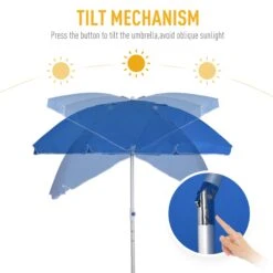 Oasis 1.9 M Beach Umbrella Parasol With Ajustable Angle And Carry Bag - Blue -Home Furnishing Serie Shop 1624015071 24299700