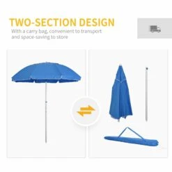 Oasis 1.9 M Beach Umbrella Parasol With Ajustable Angle And Carry Bag - Blue -Home Furnishing Serie Shop 1624015074 48642200