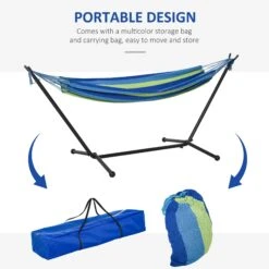 Outsunny Hammock With Metal Stand And Carrying Bag -Home Furnishing Serie Shop 1624015119 50164100