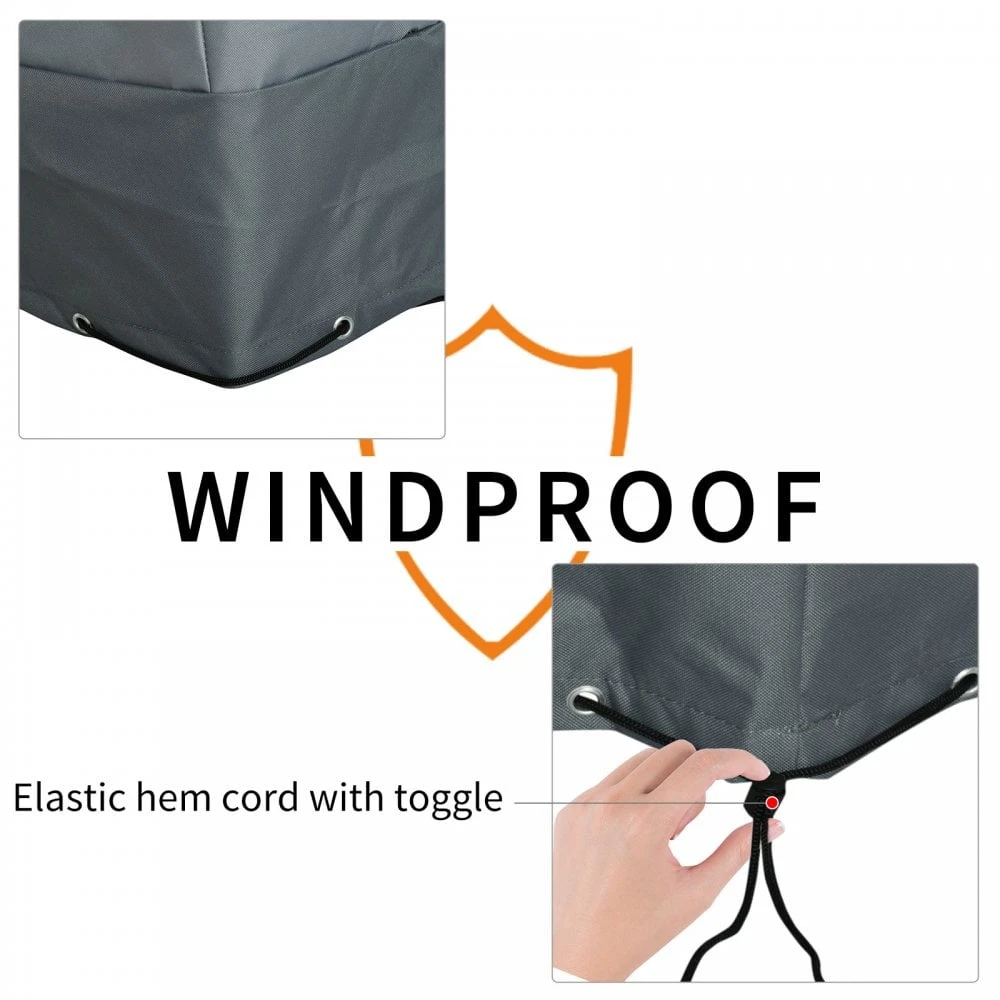 Outsunny Water Resistant Rattan Furniture Cover - Grey 6 Outsunny Water Resistant Rattan Furniture Cover - Grey - Image 6