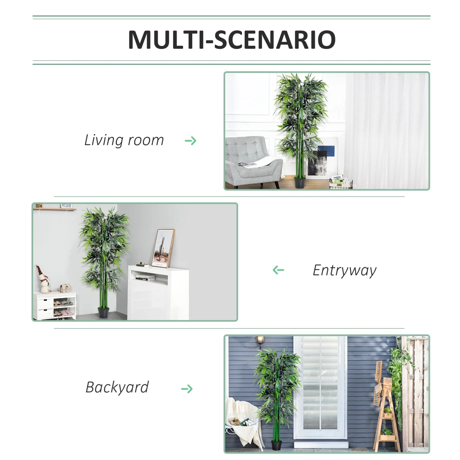 Outsunny 1.8 M Artificial Bamboo Plant With Pot - Green/Black 8 Outsunny 1.8 M Artificial Bamboo Plant With Pot - Green/Black - Image 8