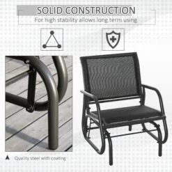 Outsunny Outdoor Gliding Swing Chair Garden Seat W/ Mesh Seat Curved Back Steel Frame Armrests Comfortable Lounge Furniture Dark Grey Black -Home Furnishing Serie Shop 1624016078 35652400 d28fb5ac 4699 4446 890c f4e92ab47f37
