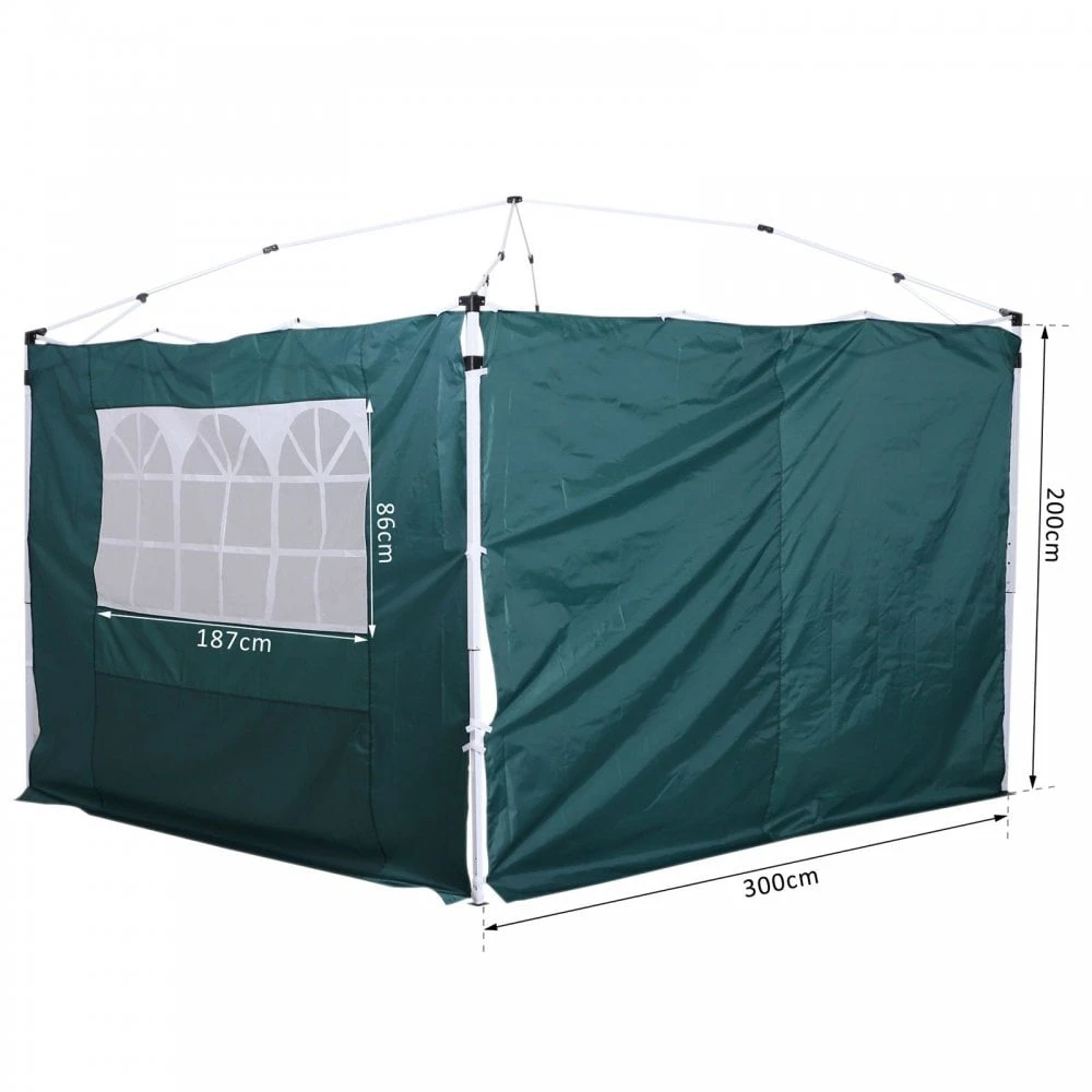 Outsunny 3m X 2m Gazebo Replacement Side Panels - Green 2 Outsunny 3m X 2m Gazebo Replacement Side Panels - Green - Image 2