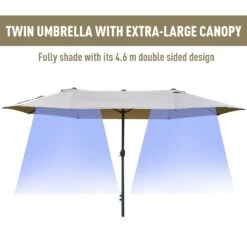Outsunny Double Sided Umbrella Parasol With Cross Base 4.6 M - Khaki 12 Outsunny Double Sided Umbrella Parasol With Cross Base 4.6 M - Khaki -Home Furnishing Serie Shop 1624016261 33068400 381e0143 124b 410f 93c5 8e2819baa58b