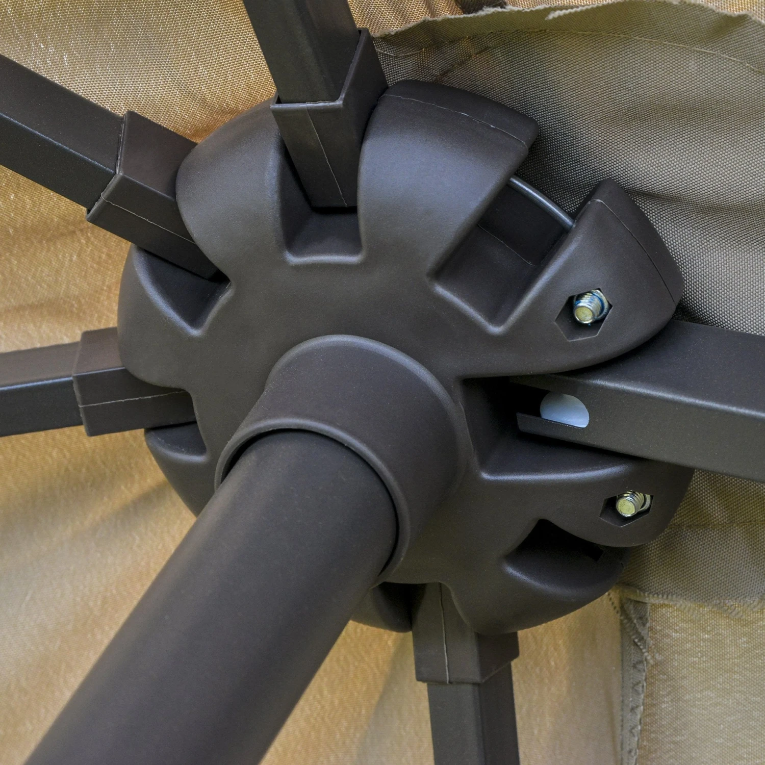 Outsunny Double Sided Umbrella Parasol With Cross Base 4.6 M - Khaki 8 Outsunny Double Sided Umbrella Parasol With Cross Base 4.6 M - Khaki - Image 8