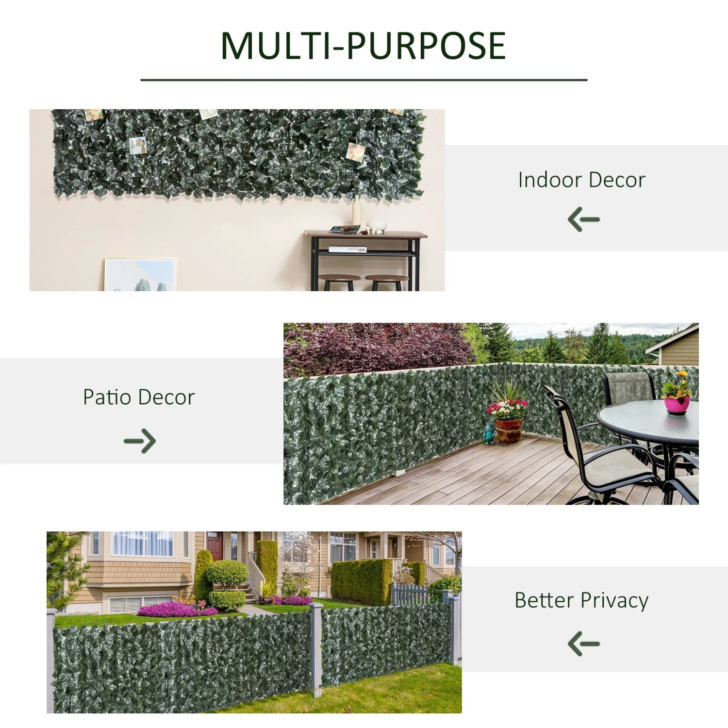 Outsunny Artificial Leaf Trellis - Dark Green 2.4m X 1m 7 Outsunny Artificial Leaf Trellis - Dark Green 2.4m X 1m - Image 7