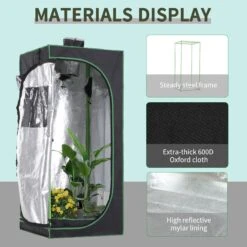 Outsunny Hydroponic Plant Grow Tent W/ Window Tool Bag 60L X 60W X 140Hcm Black -Home Furnishing Serie Shop 1624025846 19016800 157ce392 a051 4838 a262 126f5cd38a06