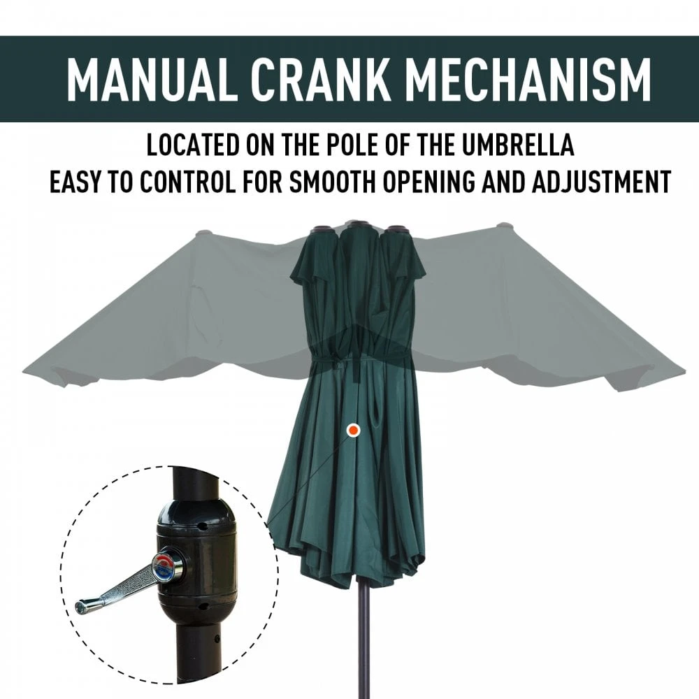 Oasis 4.6 M Double-Sided Umbrella Parasol - Green 9 Oasis 4.6 M Double-Sided Umbrella Parasol - Green - Image 9