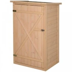 Outsunny 1.8 X 2.4ft Small Fir Wood Garden Storage Shed With Shelves