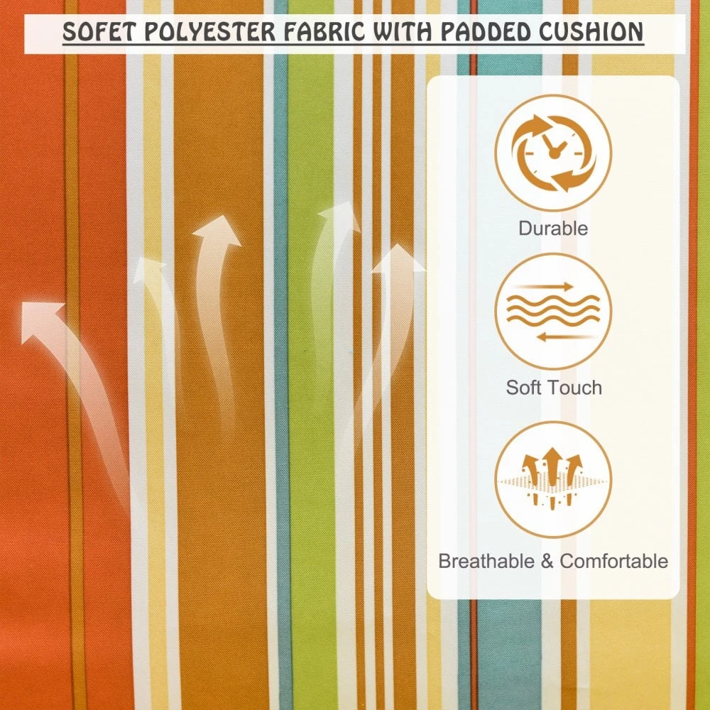 Outsunny Hanging Rope Frame Hammock Chair - Stripe 9 Outsunny Hanging Rope Frame Hammock Chair - Stripe - Image 9