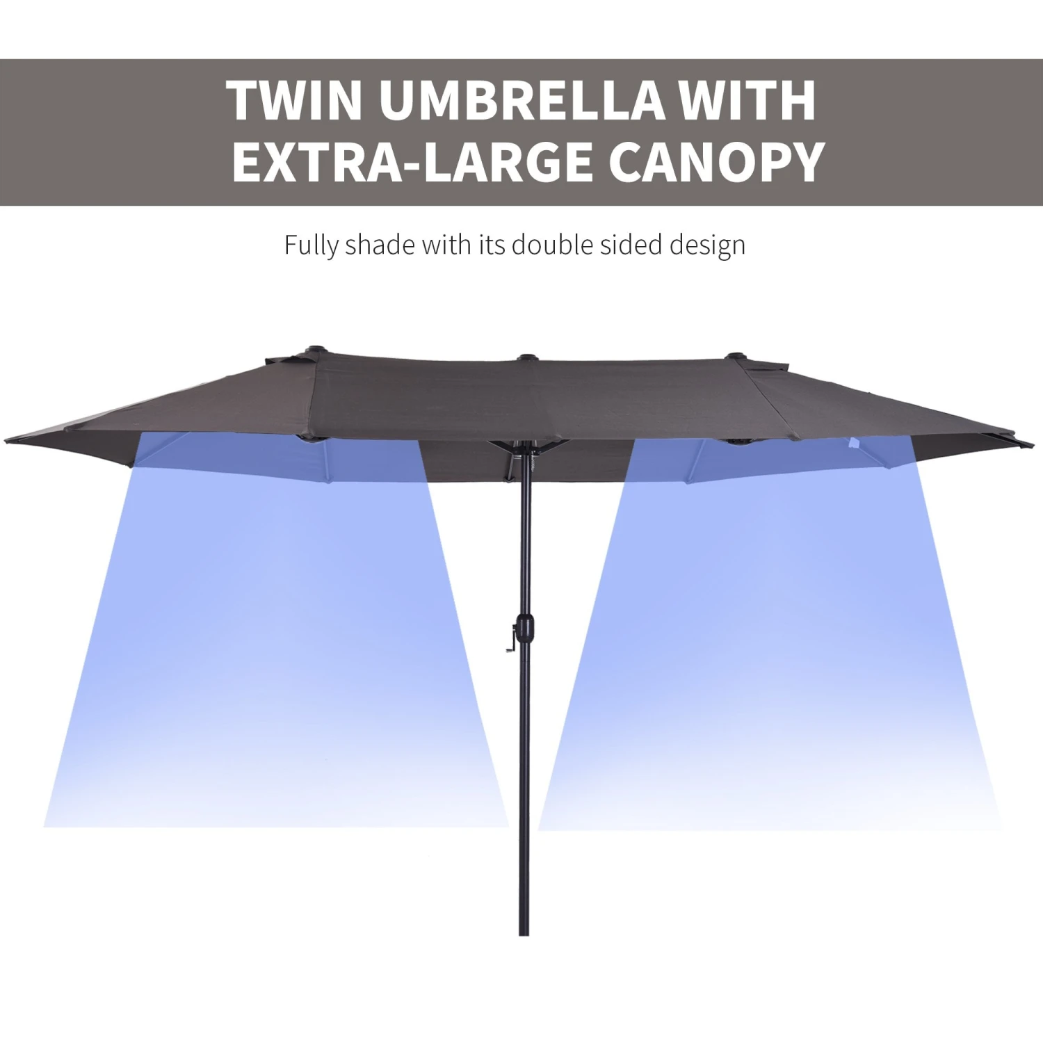 Outsunny 4.6m Garden Parasol Double-Sided Sun Umbrella Patio Market Shelter Canopy Shade Outdoor Grey 4 Outsunny 4.6m Garden Parasol Double-Sided Sun Umbrella Patio Market Shelter Canopy Shade Outdoor Grey - Image 4