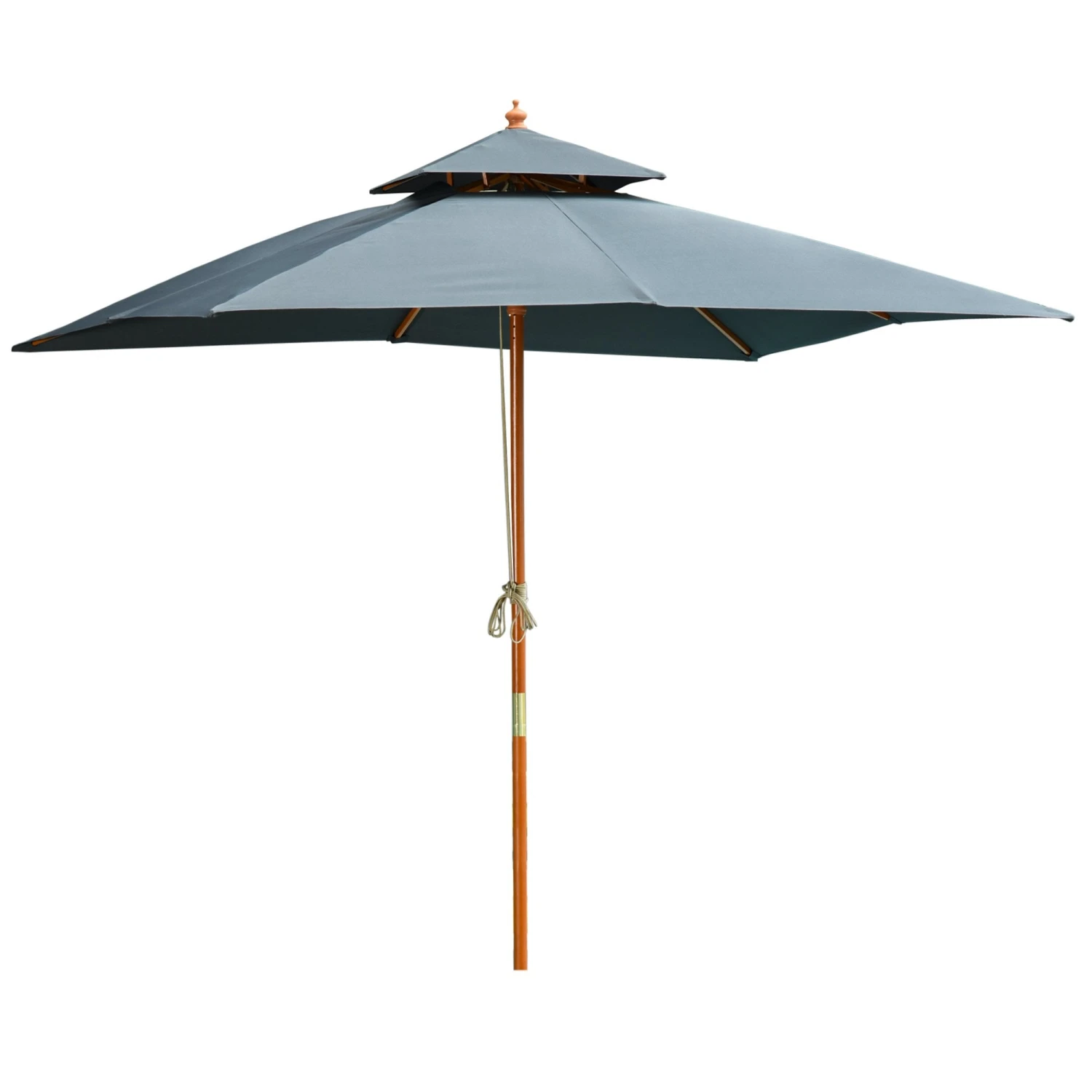 Oasis 3 M X 3 M Double Tier Wooden Umbrella Parasol - Dark Grey 1 Oasis 3 M X 3 M Double Tier Wooden Umbrella Parasol - Dark Grey