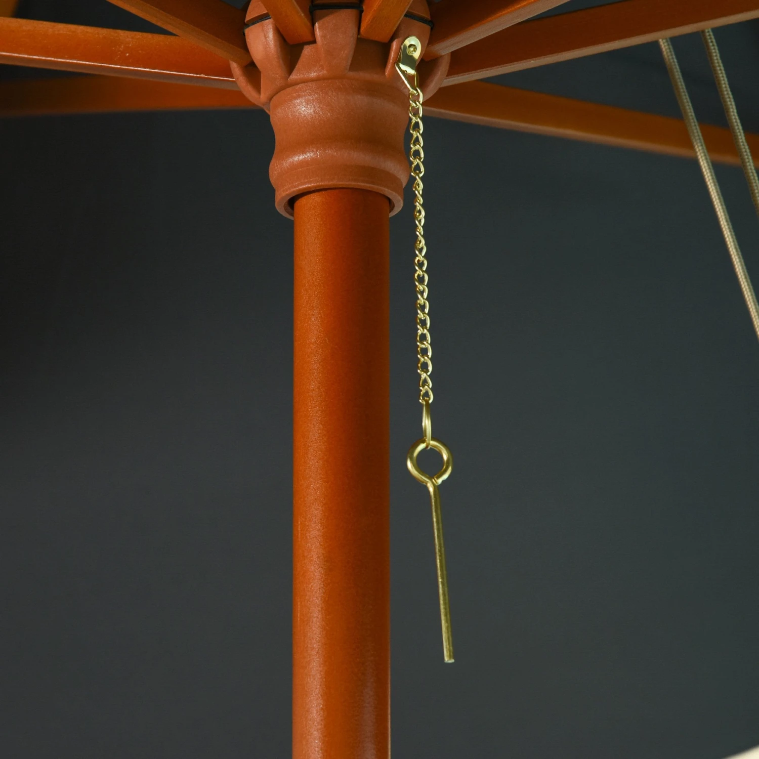 Oasis 3 M X 3 M Double Tier Wooden Umbrella Parasol - Dark Grey 5 Oasis 3 M X 3 M Double Tier Wooden Umbrella Parasol - Dark Grey - Image 5