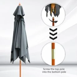 Oasis 3 M X 3 M Double Tier Wooden Umbrella Parasol - Dark Grey 16 Oasis 3 M X 3 M Double Tier Wooden Umbrella Parasol - Dark Grey -Home Furnishing Serie Shop 1624030646 24288400