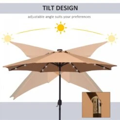 Outsunny 24 LED Solar Powered Parasol Umbrella-Brown 14 Outsunny 24 LED Solar Powered Parasol Umbrella-Brown -Home Furnishing Serie Shop 1624031164 48329800